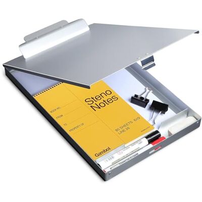Sunnyclip Metal Clipboard with Storage Form Holder Portfolio Aluminum Metal Binder with High Capacity Clip Posse Box Self Locking Latch -14 x 9.25 inch Size Clipboard for Office Business Professionals Stationer Sunnyclip Metal Clipboard with Storage Form Holder Portfolio Aluminum Metal Binder with High Capacity Clip Posse Box Self Locking Latch -14 x 9.25 inch Size Clipboard for Office Business Professionals Stationer