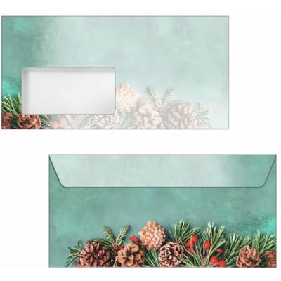 Sigel DU642 Christmas envelopes fir Branches Green/Brown/red gummed DL 50 piece Sigel DU642 Christmas envelopes fir Branches Green/Brown/red gummed DL 50 piece