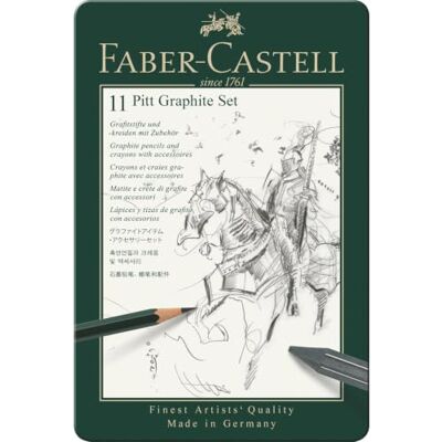 Faber-Castell Pitt Graphite 11-Piece Small Tin Introductory Professional Quality Set in a Metal Case Faber-Castell Pitt Graphite 11-Piece Small Tin Introductory Professional Quality Set in a Metal Case