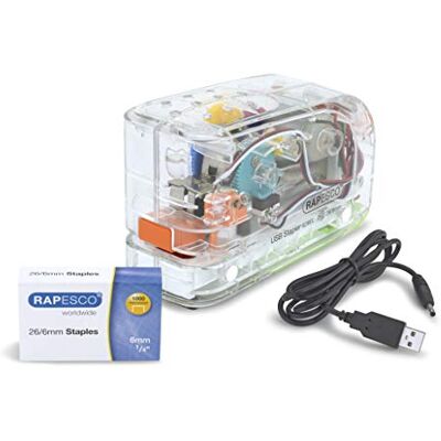 Rapesco 1450 626EL Automatic Electric Stapler and 1000 Staples, Clear Rapesco 1450 626EL Automatic Electric Stapler and 1000 Staples, Clear