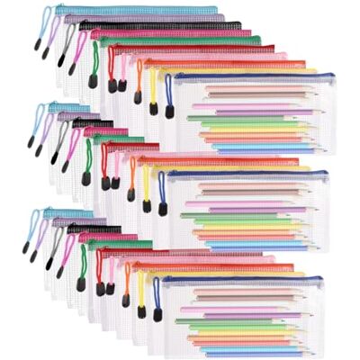 ASelected Clear Pencil Case Zipper File Bags,30 PCS Mesh Pencil Storage Pouch Plastic Zip Wallets Folders Zipper Bags Mesh Document Bags for School Supplies,Cosmetics,Stationery,Home,Office and Travel ASelected Clear Pencil Case Zipper File Bags,30 PCS Mesh Pencil Storage Pouch Plastic Zip Wallets Folders Zipper Bags Mesh Document Bags for School Supplies,Cosmetics,Stationery,Home,Office and Travel