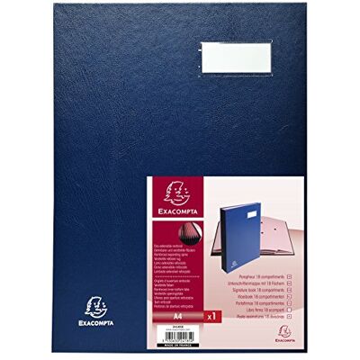 Exacompta Ref 24185E Direction Signature Book 240 x 320mm in Size, Suitable for Storing A4 Documents, Plastic Cover &,300gsm Interior, 18 Compartments Blue Exacompta Ref 24185E Direction Signature Book 240 x 320mm in Size, Suitable for Storing A4 Documents, Plastic Cover &,300gsm Interior, 18 Compartments Blue