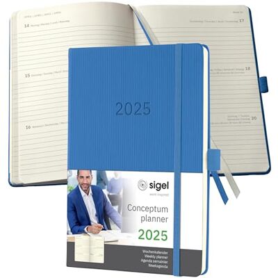 Sigel C2568 Conceptum Weekly Planner 2025, Approx. A5, Blue, hardcover, 2 Pages = 1 Week, 192 Pages Sigel C2568 Conceptum Weekly Planner 2025, Approx. A5, Blue, hardcover, 2 Pages = 1 Week, 192 Pages