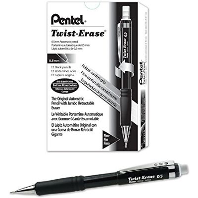 Pentel 0.5mm Twist Erase Mechanical Pencil (Pack of 12), QE515A Pentel 0.5mm Twist Erase Mechanical Pencil (Pack of 12), QE515A