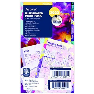 Filofax Personal Illustrated Floral Week on 2 Pages 2022 Diary Pack Filofax Personal Illustrated Floral Week on 2 Pages 2022 Diary Pack