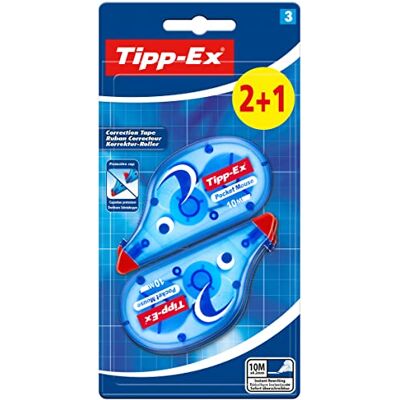 BIC Tipp-Ex Pocket Mouse Correction Tape Pack of 2 + 1 Extra Tear-Resistant Tape is Easy To Use 10 m x 4.2 mm BIC Tipp-Ex Pocket Mouse Correction Tape Pack of 2 + 1 Extra Tear-Resistant Tape is Easy To Use 10 m x 4.2 mm