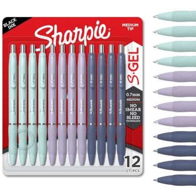Sharpie S-Gel Gel Pens Medium Point (0.7mm) Assorted Colour Barrels Black Ink 12 Count Sharpie S-Gel Gel Pens Medium Point (0.7mm) Assorted Colour Barrels Black Ink 12 Count
