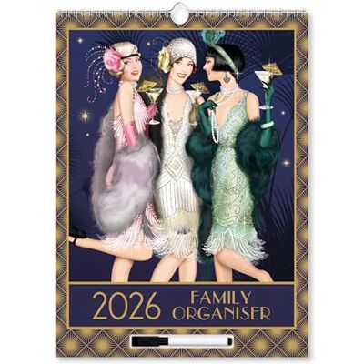 Robert Frederick Claire Coxon Art Deco 2026 Family Organiser Wall Calendar Large 4-Column Monthly Planner with Wipe-Clean Notes, Pen & Hanging Loop Robert Frederick Claire Coxon Art Deco 2026 Family Organiser Wall Calendar Large 4-Column Monthly Planner with Wipe-Clean Notes, Pen & Hanging Loop