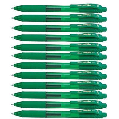 Pentel EnerGel BL107-D Gel Ink Roller Ball Pen with Click Top Stroke, 0.35 mm Green (Pack of 12) Pentel EnerGel BL107-D Gel Ink Roller Ball Pen with Click Top Stroke, 0.35 mm Green (Pack of 12)