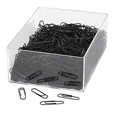 WEDO 901244601 Paper Clips 27 mm Metal Plastic Coating Black Set of 1000 in Transparent Box WEDO 901244601 Paper Clips 27 mm Metal Plastic Coating Black Set of 1000 in Transparent Box