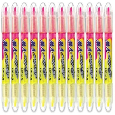 PILOT Begreen Recycled VW Spotliter Double Ended Highlighter 3.6 mm Tip Yellow/Pink, Box of 10 PILOT Begreen Recycled VW Spotliter Double Ended Highlighter 3.6 mm Tip Yellow/Pink, Box of 10