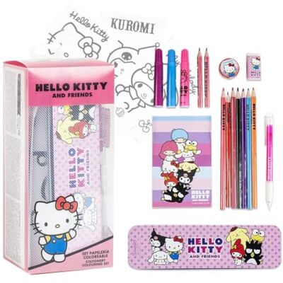 CERDÁ LIFE'S LITTLE MOMENTS Hello Kitty Coloring Stationery Set School Pencil Case Complete with Markers, Colored Pencils and Themed Accessories for Girls Fans of Sanrio's Cutest Character, Hello Kitty, 8.0x24.0x8.0 cm CERDÁ LIFE'S LITTLE MOMENTS Hello Kitty Coloring Stationery Set School Pencil Case Complete with Markers, Colored Pencils and Themed Accessories for Girls Fans of Sanrio's Cutest Character, Hello Kitty, 8.0x24.0x8.0 cm