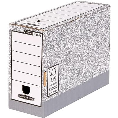BANKERS BOX 10 A4 System Foolscap Transfer Box Files Cardboard Transfer Boxes for Foolscap, Folio and Paperwork W12 x H25.5 x D36cm Pack of 10 Grey BANKERS BOX 10 A4 System Foolscap Transfer Box Files Cardboard Transfer Boxes for Foolscap, Folio and Paperwork W12 x H25.5 x D36cm Pack of 10 Grey