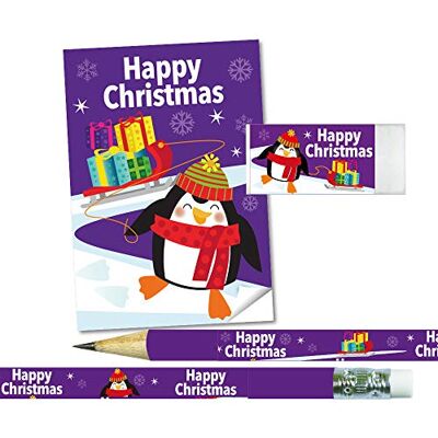 SuperStickers Happy Christmas Penguin 36 piece Stationery Set SuperStickers Happy Christmas Penguin 36 piece Stationery Set