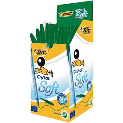 BIC Ballpoint Cristal Soft, 0.4 mm, Box of A 50 pcs, Green BIC Ballpoint Cristal Soft, 0.4 mm, Box of A 50 pcs, Green