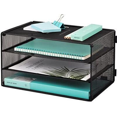 EASEPRES Paper Organizer Tray, 3 Tier Mesh Desk File Organizer Letter Sorter Holder for Home Office, Black EASEPRES Paper Organizer Tray, 3 Tier Mesh Desk File Organizer Letter Sorter Holder for Home Office, Black