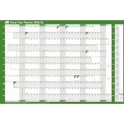 Sasco 2025 Fiscal Year Wall Planner, Financial Year Wall Planner Set, Large Whiteboard Style Dry Erase Calendar, Board Mounted Tax Planner & Dry Erase Pen, Wall Chart, Green, 915x610mm, 2410249 Sasco 2025 Fiscal Year Wall Planner, Financial Year Wall Planner Set, Large Whiteboard Style Dry Erase Calendar, Board Mounted Tax Planner & Dry Erase Pen, Wall Chart, Green, 915x610mm, 2410249