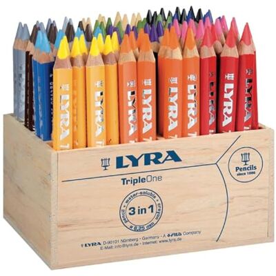 LYRA Triple One Lacquered 3 in 1 Colouring Pencils Wooden Stand 96 Pens LYRA Triple One Lacquered 3 in 1 Colouring Pencils Wooden Stand 96 Pens