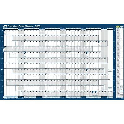 Sasco 2024 Oversized Yearly Wall Planner Set, Large Whiteboard Style Dry Erase Calendar, with Dry Erase Pen & Stickers, Blue, 1100 x 610mm 2410216 Sasco 2024 Oversized Yearly Wall Planner Set, Large Whiteboard Style Dry Erase Calendar, with Dry Erase Pen & Stickers, Blue, 1100 x 610mm 2410216