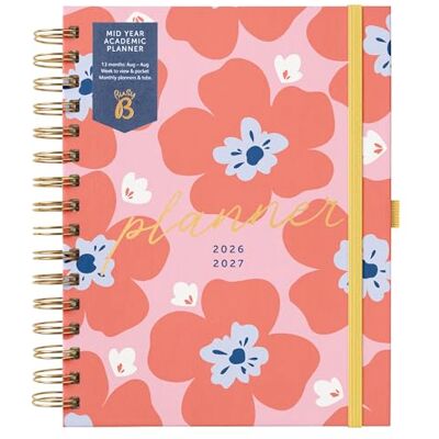 Busy B A5 Diary Mid-Year Academic Planner Aug '26 Aug '27 Floral Journal Week to View Academic Planner with Monthly Planners, Storage Pocket, Stickers, Space for Notes, Timetables & Goals Busy B A5 Diary Mid-Year Academic Planner Aug '26 Aug '27 Floral Journal Week to View Academic Planner with Monthly Planners, Storage Pocket, Stickers, Space for Notes, Timetables & Goals