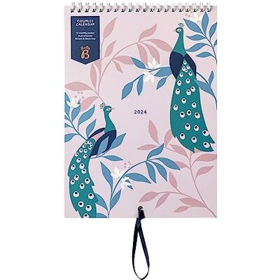 Busy B Couples Wall Calendar January to December 2024 – Peacocks – Slim Year Planner for Two with Columns, Monthly Pockets & Stickers Busy B Couples Wall Calendar January to December 2024 – Peacocks – Slim Year Planner for Two with Columns, Monthly Pockets & Stickers