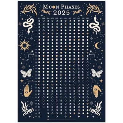 Grupo Erik Moon Calendar 2025 Astral 19.7 x 27.6 inches 50 x 70 cm Glow In The Dark Moon Phase Calendar 2025, Moon Gifts, Moonology, Moon Poster Grupo Erik Moon Calendar 2025 Astral 19.7 x 27.6 inches 50 x 70 cm Glow In The Dark Moon Phase Calendar 2025, Moon Gifts, Moonology, Moon Poster
