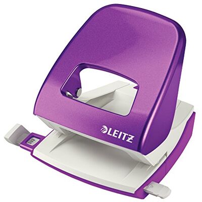 Leitz Hole Punch, 30 Sheets, Guide Bar with Format Markings, Metal, WOW Range, 50081062 Purple Leitz Hole Punch, 30 Sheets, Guide Bar with Format Markings, Metal, WOW Range, 50081062 Purple