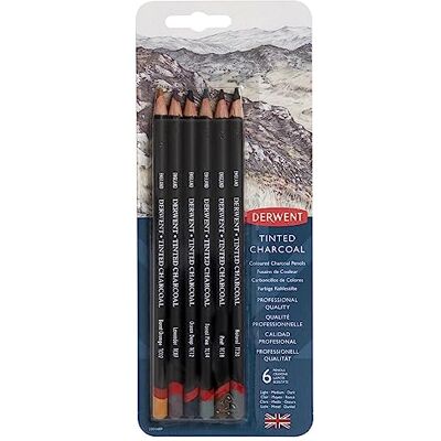 Derwent Tinted Charcoal Drawing Pencils, Set of 6, Watersoluble, Professional Quality, 2301689 Derwent Tinted Charcoal Drawing Pencils, Set of 6, Watersoluble, Professional Quality, 2301689