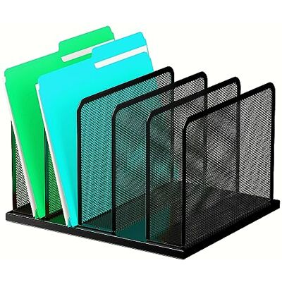 Kuntine.B Heavy Duty Steel Desk File Organizer, 5 Upright Mesh Compartments, Black, 1 Pack, Office, Study, Classroom, Dormitory Kuntine.B Heavy Duty Steel Desk File Organizer, 5 Upright Mesh Compartments, Black, 1 Pack, Office, Study, Classroom, Dormitory