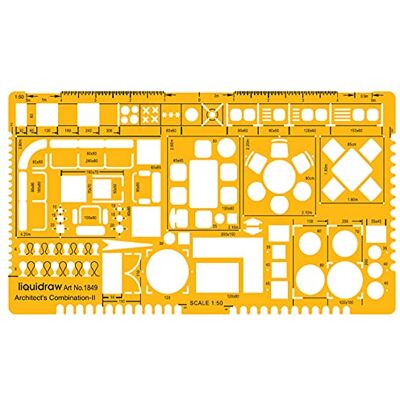 Liquidraw 1:50 Scale Architectural Scale Ruler Designed for House Interior Floor Plan Technical Architect Drafting Tool Contains Symbols for Kitchen, Bathroom, Appliances & More 1.5 mm Thick Liquidraw 1:50 Scale Architectural Scale Ruler Designed for House Interior Floor Plan Technical Architect Drafting Tool Contains Symbols for Kitchen, Bathroom, Appliances & More 1.5 mm Thick