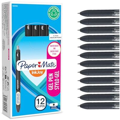 Paper Mate InkJoy Gel Pens Medium Point (0.7mm) Black Ink 12 Count Paper Mate InkJoy Gel Pens Medium Point (0.7mm) Black Ink 12 Count