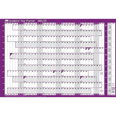 Sasco 2024-2025 Academic Year Wall Planner, August to July School & University Wall Planner Set, Paper Large Whiteboard Poster Style Dry Erase Calendar, Purple, 915x610mm, 2410227 Sasco 2024-2025 Academic Year Wall Planner, August to July School & University Wall Planner Set, Paper Large Whiteboard Poster Style Dry Erase Calendar, Purple, 915x610mm, 2410227