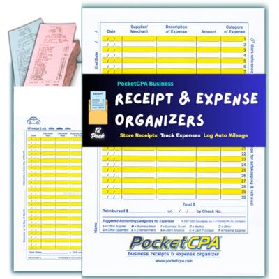 PocketCPA Receipts Organizer & Expense Envelopes (12 Pack) Store Receipts, Record Expenses & Log Mileage. With a Business Expense Ledger + Receipt Tracking. The easy way to keep & organize receipts. PocketCPA Receipts Organizer & Expense Envelopes (12 Pack) Store Receipts, Record Expenses & Log Mileage. With a Business Expense Ledger + Receipt Tracking. The easy way to keep & organize receipts.