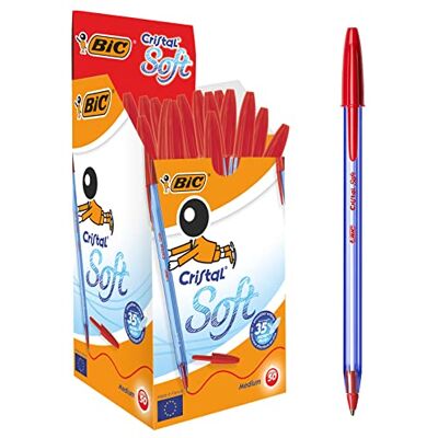 BIC Cristal Soft Ballpoint Pen 0.4 MM Pack of 50 Red BIC Cristal Soft Ballpoint Pen 0.4 MM Pack of 50 Red