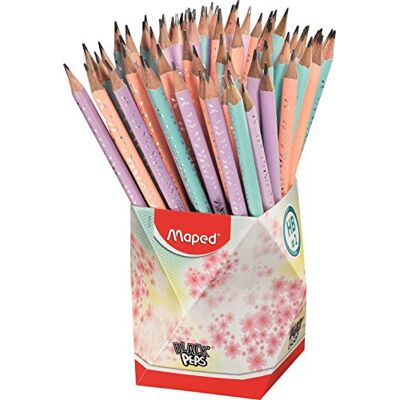 Maped Graphite HB #2 Black'Peps Pastel Pencils Pastel Wooden Pencils with Eraser Ergonomic Triangular Shape Multicoloured Pot of 72 HB Pencils No. 2 Maped Graphite HB #2 Black'Peps Pastel Pencils Pastel Wooden Pencils with Eraser Ergonomic Triangular Shape Multicoloured Pot of 72 HB Pencils No. 2