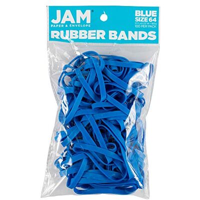 JAM Paper Durable Rubber Bands Size 64 Blue Multi-Purpose Rubberbands 100/Pack JAM Paper Durable Rubber Bands Size 64 Blue Multi-Purpose Rubberbands 100/Pack