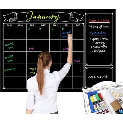 Party Funny Dry Erase Black Laminated Jumbo Chalk Board Wall Calendar, 38-Inch by 50-Inch,Erasable Monthly Huge Weekly Chalkboard Bulletin Board,Better Than Wall Decor Sticker Party Funny Dry Erase Black Laminated Jumbo Chalk Board Wall Calendar, 38-Inch by 50-Inch,Erasable Monthly Huge Weekly Chalkboard Bulletin Board,Better Than Wall Decor Sticker