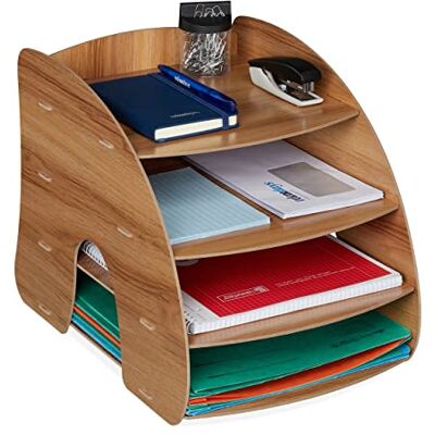 Relaxdays Filing Cabinet, 4 Compartments, Letter Tray, Office Document Organiser, A4 Format, 27 x 25.5 x 34.5 cm, Brown, Fibreboard Relaxdays Filing Cabinet, 4 Compartments, Letter Tray, Office Document Organiser, A4 Format, 27 x 25.5 x 34.5 cm, Brown, Fibreboard