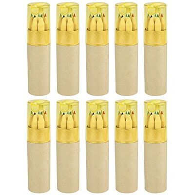 eBuyGB Pack of 10 Colouring Pencil Tubes for Wedding Favours and Party Bag Fillers, Yellow Lid eBuyGB Pack of 10 Colouring Pencil Tubes for Wedding Favours and Party Bag Fillers, Yellow Lid