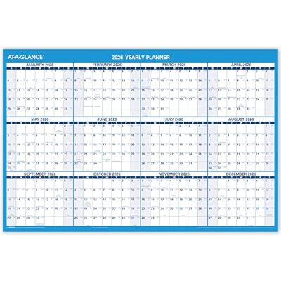 AT-A-GLANCE 2026 Erasable Calendar, Dry Erase Wall Planner, 36" x 24", Large, Yearly, Horizontal/Vertical, Seasons in Bloom (PM200P2826) AT-A-GLANCE 2026 Erasable Calendar, Dry Erase Wall Planner, 36" x 24", Large, Yearly, Horizontal/Vertical, Seasons in Bloom (PM200P2826)