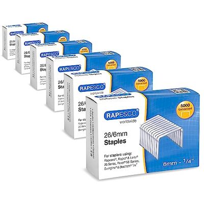 Rapesco 1735 Galvanised Staples 26/6mm (No.56), 6 Boxes of 5000 Staples Rapesco 1735 Galvanised Staples 26/6mm (No.56), 6 Boxes of 5000 Staples