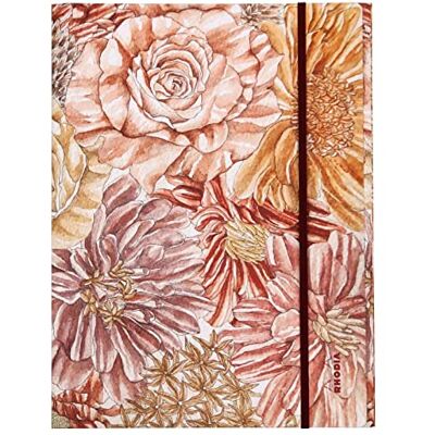 Rhodia 120026C Floral Bouquet elastic folder 24 x 32 cm 3 flaps Soft touch laminated card Amaranth printed inside -Orange Botanique collection Rhodia 120026C Floral Bouquet elastic folder 24 x 32 cm 3 flaps Soft touch laminated card Amaranth printed inside -Orange Botanique collection