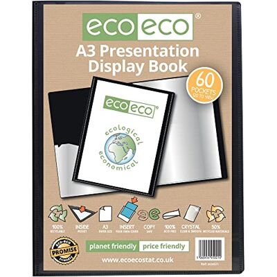 eco-eco A3 50% Recycled 60 Pocket Presentation Display Book eco-eco A3 50% Recycled 60 Pocket Presentation Display Book