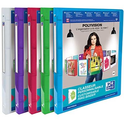 Oxford Elba Polyvision 100202273 959034-20 Personalisable Folders Set of 12 Assorted Colours / Transparent Oxford Elba Polyvision 100202273 959034-20 Personalisable Folders Set of 12 Assorted Colours / Transparent