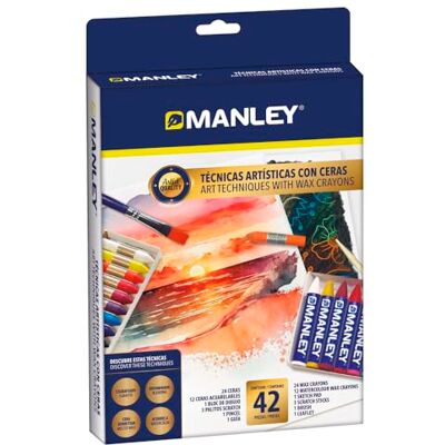 Manley Artistic Techniques Set with Colouring Pencils, 24 Pieces, Ideal for Budding Artists, Watercolour Waxes, Waxes, Unfold Your Creativity Manley Artistic Techniques Set with Colouring Pencils, 24 Pieces, Ideal for Budding Artists, Watercolour Waxes, Waxes, Unfold Your Creativity