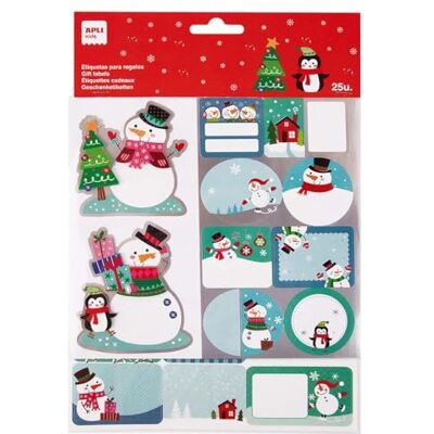 APLI Kids 19817 – Christmas Gift Tags (Patina Penguin Model) 25 Stickers with Pop-up Effect and Silver Finishes to Identify and Decorate Gifts, on 2 Sheets of Stickers APLI Kids 19817 – Christmas Gift Tags (Patina Penguin Model) 25 Stickers with Pop-up Effect and Silver Finishes to Identify and Decorate Gifts, on 2 Sheets of Stickers