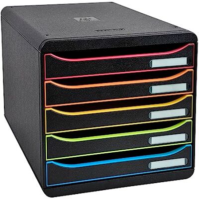 Exacompta Ref 309914D BIG-BOX PLUS Desktop Drawer Set 5 x 43mm Drawers, Suitable for A4+ Documents, 347 x 278 x 271mm, 100% Recycled Plastic Black/Harlequin/Black Exacompta Ref 309914D BIG-BOX PLUS Desktop Drawer Set 5 x 43mm Drawers, Suitable for A4+ Documents, 347 x 278 x 271mm, 100% Recycled Plastic Black/Harlequin/Black