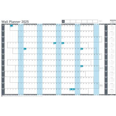 Sasco 2025 Value Yearly Wall Planner Set, Paper Whiteboard Style Dry Erase Calendar, Large Wall Planner, Poster Style Wall Chart, Blue, 915 x 610mm, 2410260 Sasco 2025 Value Yearly Wall Planner Set, Paper Whiteboard Style Dry Erase Calendar, Large Wall Planner, Poster Style Wall Chart, Blue, 915 x 610mm, 2410260