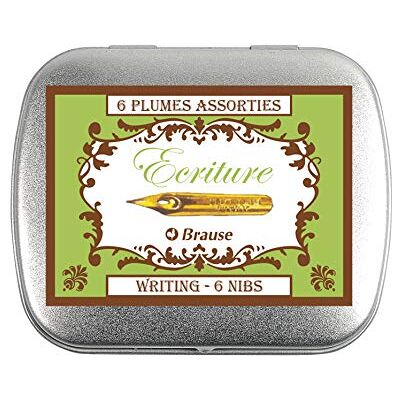 Brause 21002B Box of 6 metal writing nibs (2 nibs x Cito-fein + Rose + Sténo) Lettering Drawing Painting Calligraphy Includes metal storage box Brause 21002B Box of 6 metal writing nibs (2 nibs x Cito-fein + Rose + Sténo) Lettering Drawing Painting Calligraphy Includes metal storage box