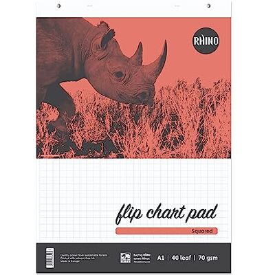 Rhino A1 Flip Chart Paper Pad, 80-Page / 20mm Squared Paper, 1-Pack, 40-Leaf, Office & School Stationery Supplies Rhino A1 Flip Chart Paper Pad, 80-Page / 20mm Squared Paper, 1-Pack, 40-Leaf, Office & School Stationery Supplies